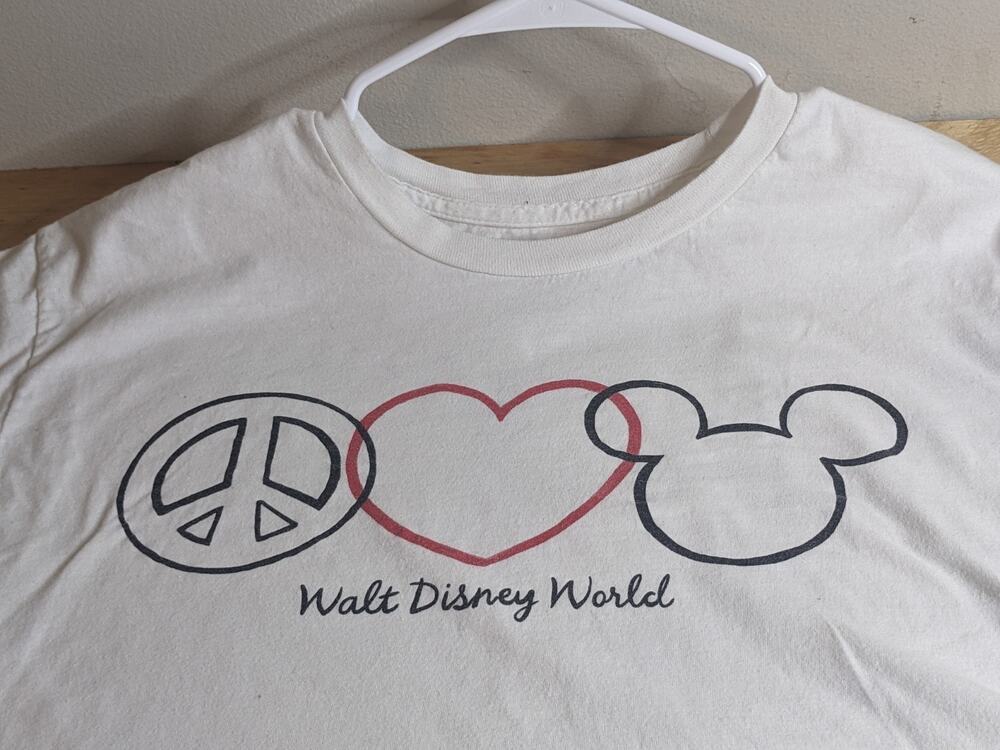 Disney Peace Love Mickey Men's Womens Mouse Short Sleeve Graphic T-Shirt Size XL